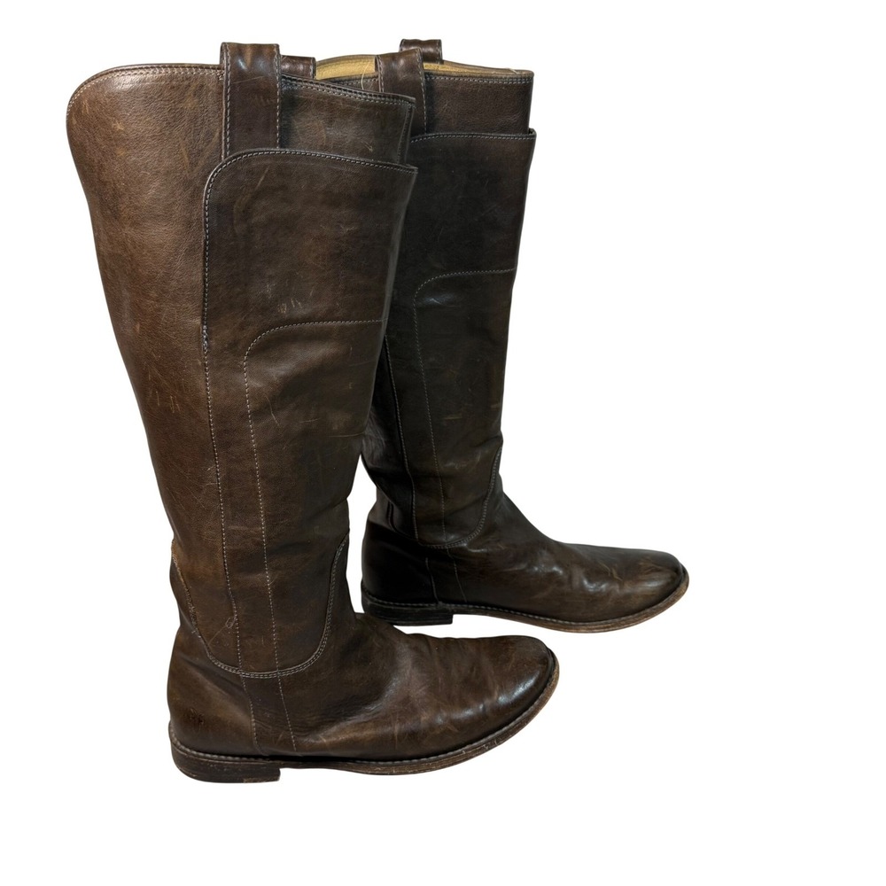 FRYE Women's Paige Tall Brown Distressed Leather Riding‎ Boots Size 9 Western